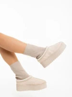 Cizme dama bej deschis din material textil Diaza