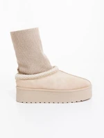 Cizme dama bej deschis din material textil Diaza