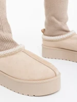 Cizme dama bej deschis din material textil Diaza