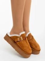 Papuci dama camel din material textil Sorella