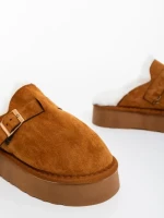 Papuci dama camel din material textil Sorella