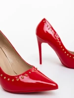 Pantofi dama cu toc rosii din piele ecologica lacuita Starlight