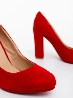 Pantofi dama cu toc rosii din material textil Wisteria