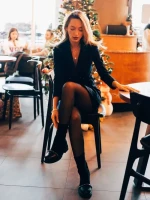 Ghete dama negre din piele ecologica si material textil Ignacia