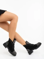 Ghete dama negre din material textil Candida