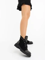Ghete dama negre din material textil Candida