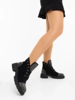 Ghete dama negre din material textil Candida