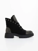 Ghete dama negre din material textil Candida