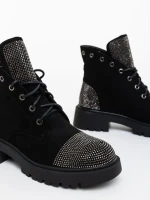 Ghete dama negre din material textil Candida