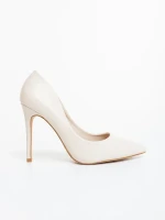 Pantofi dama cu toc bej din piele ecologica Nozura