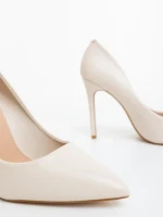 Pantofi dama cu toc bej din piele ecologica Nozura