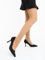 Pantofi dama cu toc negri din material textil Dorma