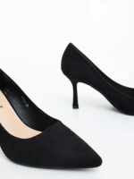 Pantofi dama cu toc negri din material textil Dorma