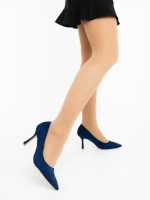 Pantofi dama cu toc albastri din material textil Dorma