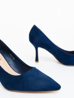 Pantofi dama cu toc albastri din material textil Dorma