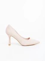 Pantofi dama cu toc bej din material textil Dorma