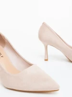 Pantofi dama cu toc bej din material textil Dorma