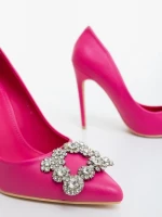 Pantofi dama cu toc fucsia din piele ecologica Danzia
