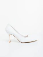 Pantofi dama cu toc albi din piele ecologica Zafrani