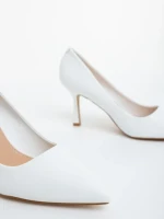 Pantofi dama cu toc albi din piele ecologica Zafrani