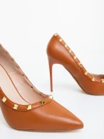 Pantofi dama cu toc camel din piele ecologica Denzia