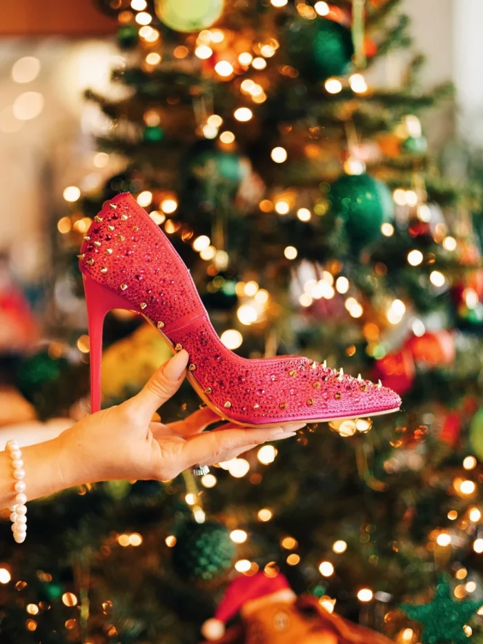 Pantofi dama cu toc fucsia din material textil Zamera