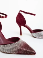 Pantofi dama cu toc grena din material textil Sozara