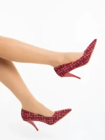 Pantofi dama cu toc grena din material textil Vicara