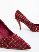 Pantofi dama cu toc grena din material textil Vicara