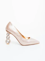 Pantofi dama cu toc sampanie din piele ecologica Ohara