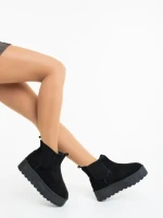 Cizme dama negre din material textil Jupiter