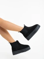 Cizme dama negre din material textil Jupiter