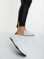 Pantofi sport dama albi cu negru din piele ecologica Klarisa