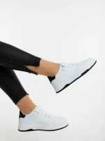 Pantofi sport dama albi cu negru din piele ecologica Klarisa