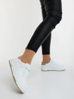 Pantofi sport dama albi cu bej din piele ecologica Klarisa