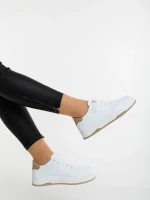 Pantofi sport dama albi cu bej din piele ecologica Klarisa