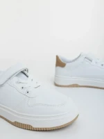 Pantofi sport dama albi cu bej din piele ecologica Klarisa