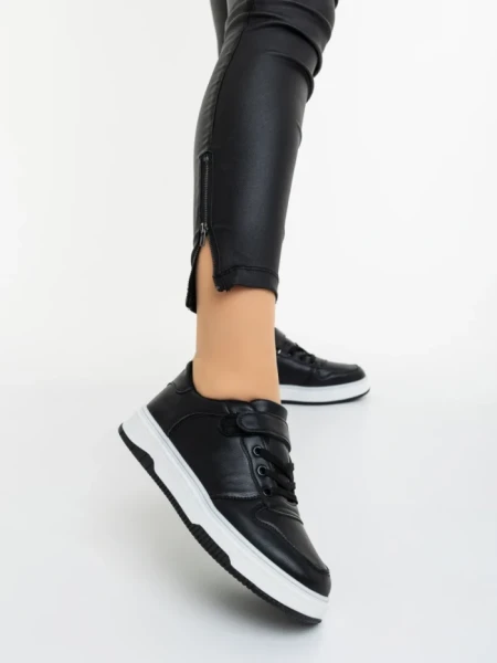 Pantofi sport dama negri cu alb din piele ecologica Klarisa