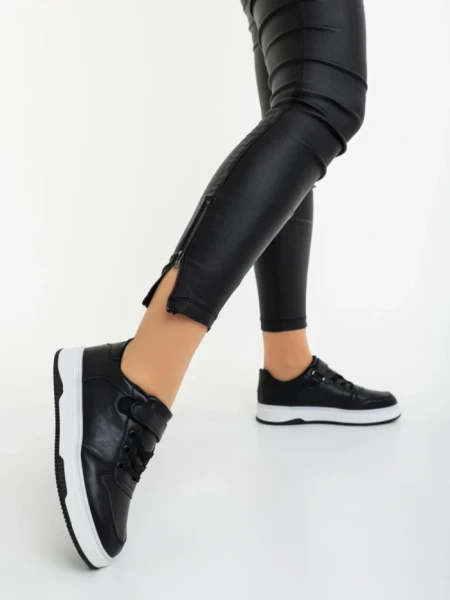 Pantofi sport dama negri cu alb din piele ecologica Klarisa