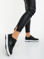 Pantofi sport dama negri cu alb din piele ecologica Klarisa