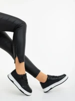 Pantofi sport dama negri cu alb din piele ecologica Klarisa