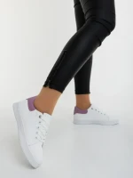 Pantofi sport dama albi cu mov din piele ecologica Everia
