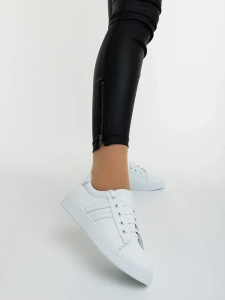 Pantofi sport dama albi din piele ecologica Mivara