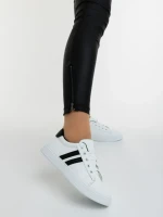 Pantofi sport dama albi cu negru din piele ecologica Mivara