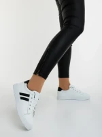 Pantofi sport dama albi cu negru din piele ecologica Mivara