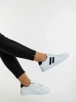 Pantofi sport dama albi cu negru din piele ecologica Mivara