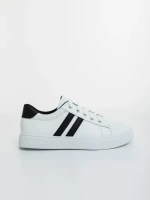 Pantofi sport dama albi cu negru din piele ecologica Mivara