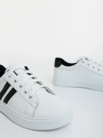 Pantofi sport dama albi cu negru din piele ecologica Mivara