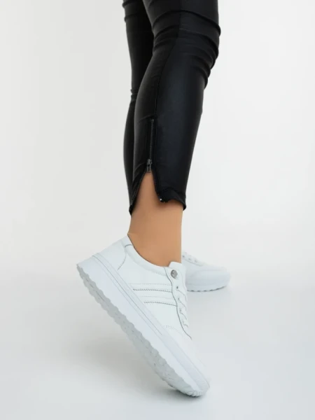 Pantofi sport dama albi din piele ecologica Anzara