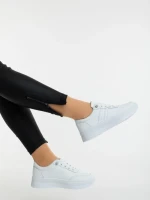 Pantofi sport dama albi din piele ecologica Anzara